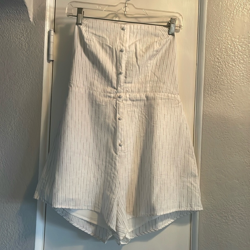 Free People White with black stripes romper